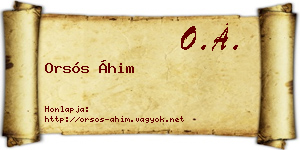 Orsós Áhim névjegykártya